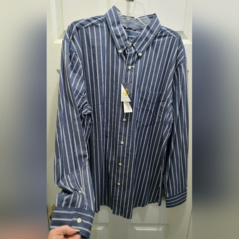 Chaps Blue and White Striped XL Shirt